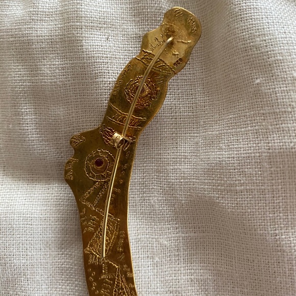 Gold Ruby Earring / pin / brooch NWOT - Picture 3 of 10